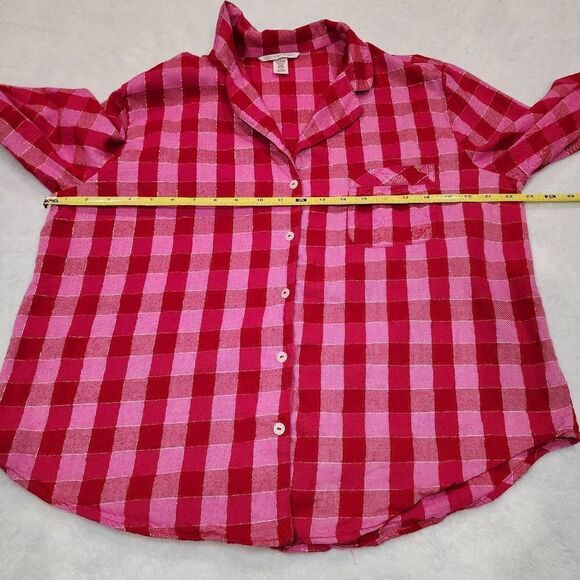 Victorias Secret PLAID Cotton Red Flannel  Pajama top only, size Large - Picture 2 of 7